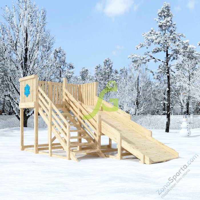 Деревянная зимняя горка IgraGrad Snow Fox скат 4 м без окраски