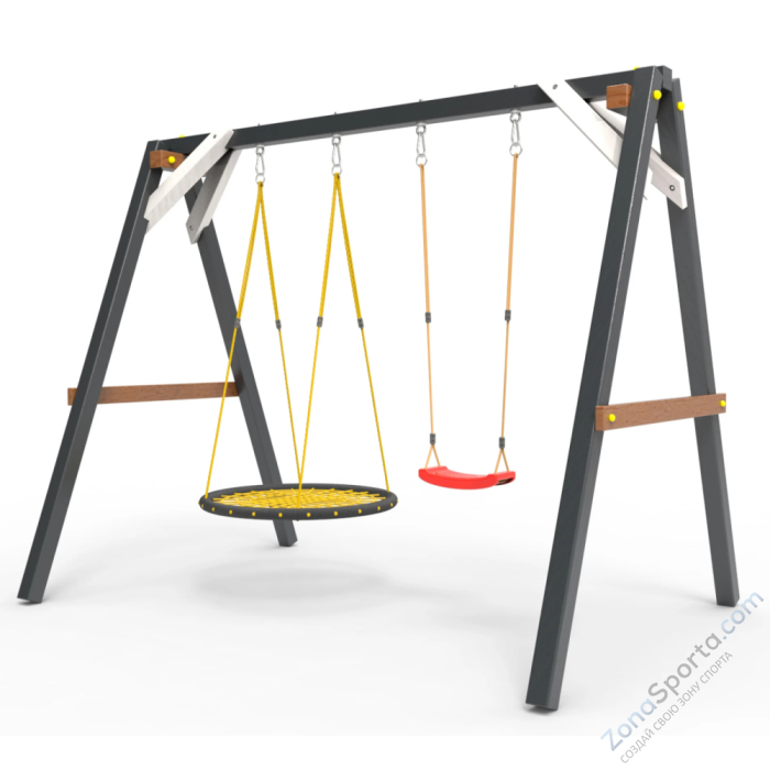 Деревянные качели Пикник 2 Ультра (качели гнездо 1м качели долька)