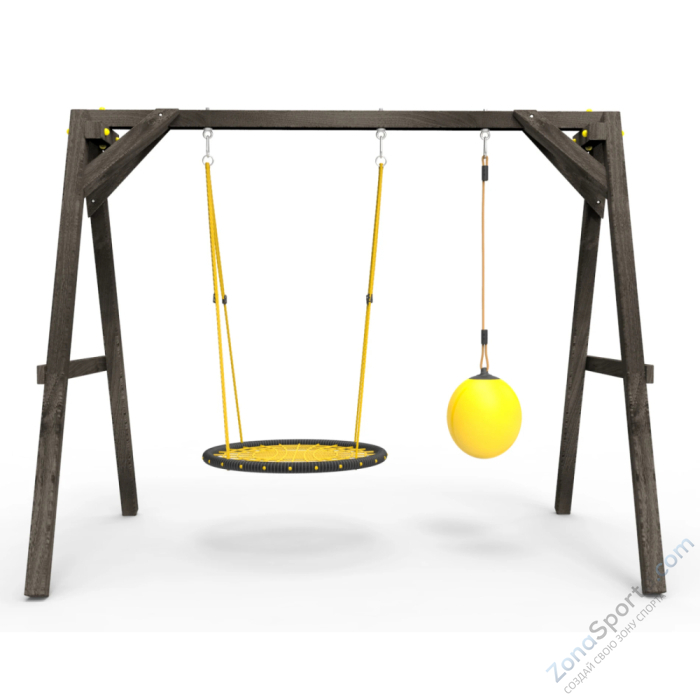 Деревянные качели Пикник 2 Black (качели гнездо 1м качели drop)