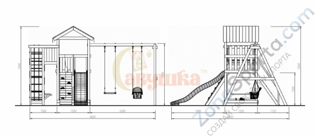 Детская площадка Савушка Мастер 3 с качелями Гнездо 1 метр