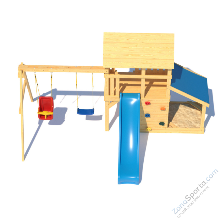Детская площадка CustWood Scout S7+ с большой деревянной крышей