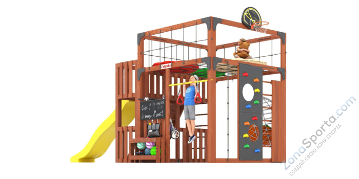 Детская площадка Савушка Куб-3 (Махагон) подушками и коконом