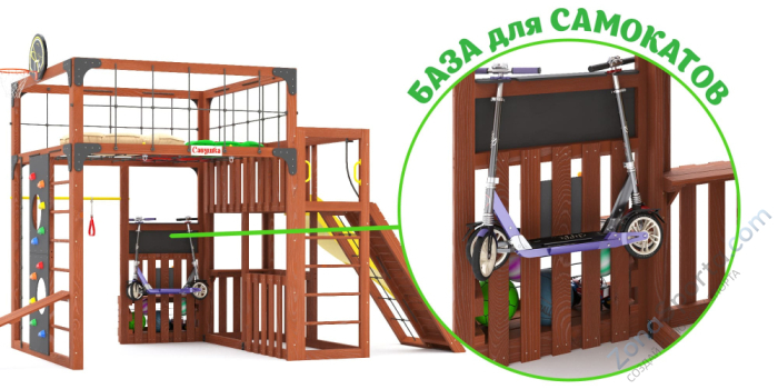 Детская площадка Савушка Куб-3 (Махагон) с подушками