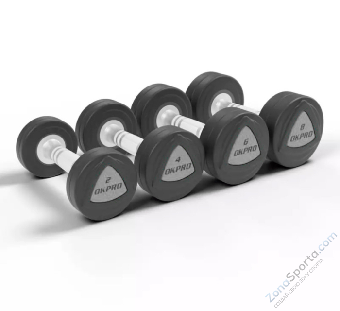 Набор полиуретановых гантелей от 32 до 40 кг (шаг 2 кг) OKPRO OK1032B-32-40-G