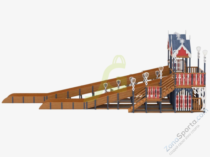 Зимняя деревянная горка IgraGrad Snow Fox 19 с тремя скатами