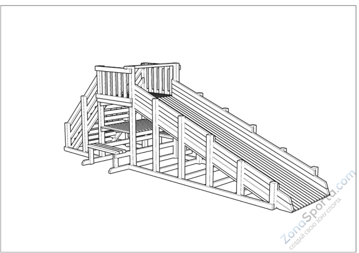 Зимняя деревянная заливная горка Ледянка 1 (без окраски)