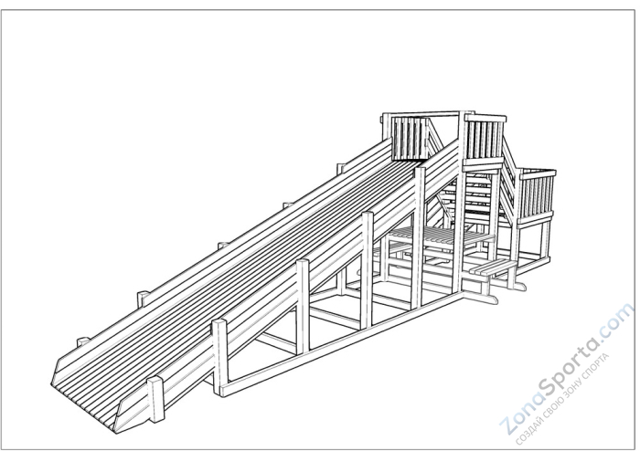 Зимняя деревянная заливная горка Ледянка 2 (пропитка)