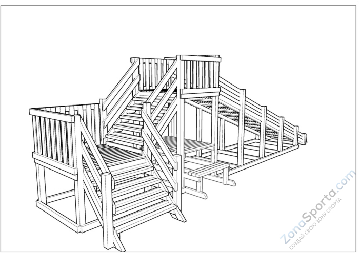 Зимняя деревянная заливная горка Ледянка 2 (пропитка)