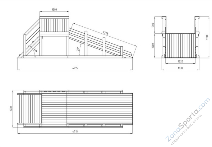 Зимняя деревянная заливная горка Ледянка (пропитка)