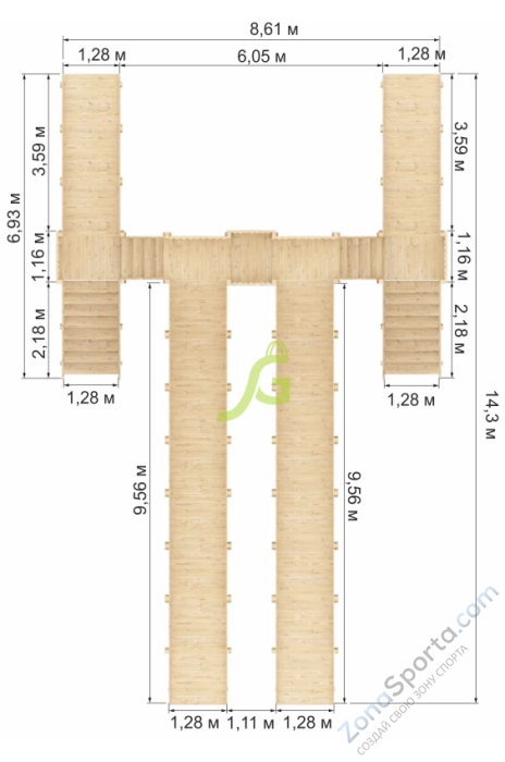 Зимняя горка IgraGrad Snow Fox 4 ската без окраски